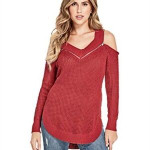 G By Guess Women's Mara Off-the-Shoulder Plum Sweater S